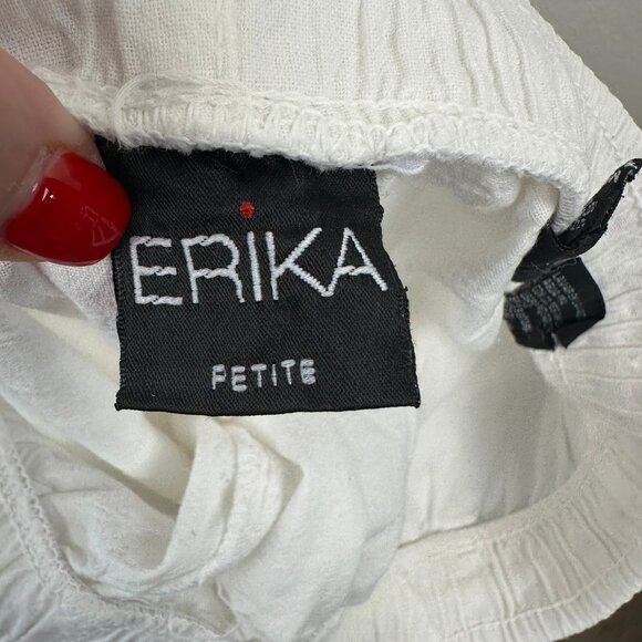ERIKA White 100% Cotton Capri Ankle Elastic Waist w/ Drawstring Women Size LP - Picture 4 of 15
